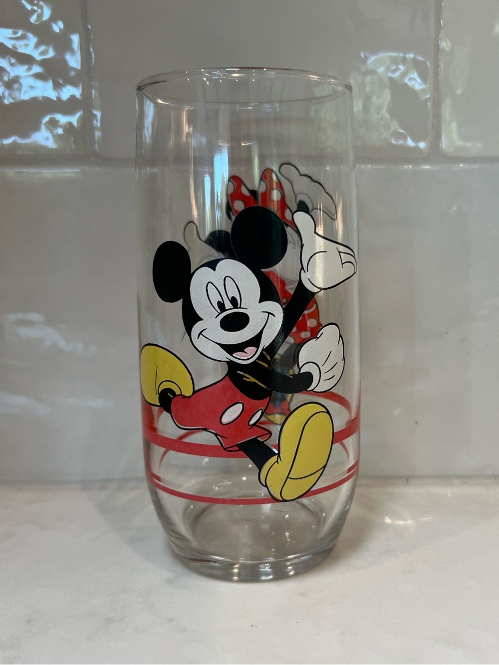Vintage Mickey and Minnie Mouse Glass